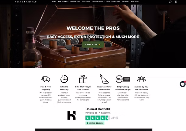 Shopify Improvements, Optimizations, and International Market Integrations for Holme & Hadfield