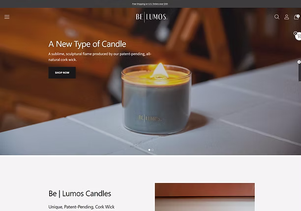 Shopify Website for New Candle Brand Be|Lumos