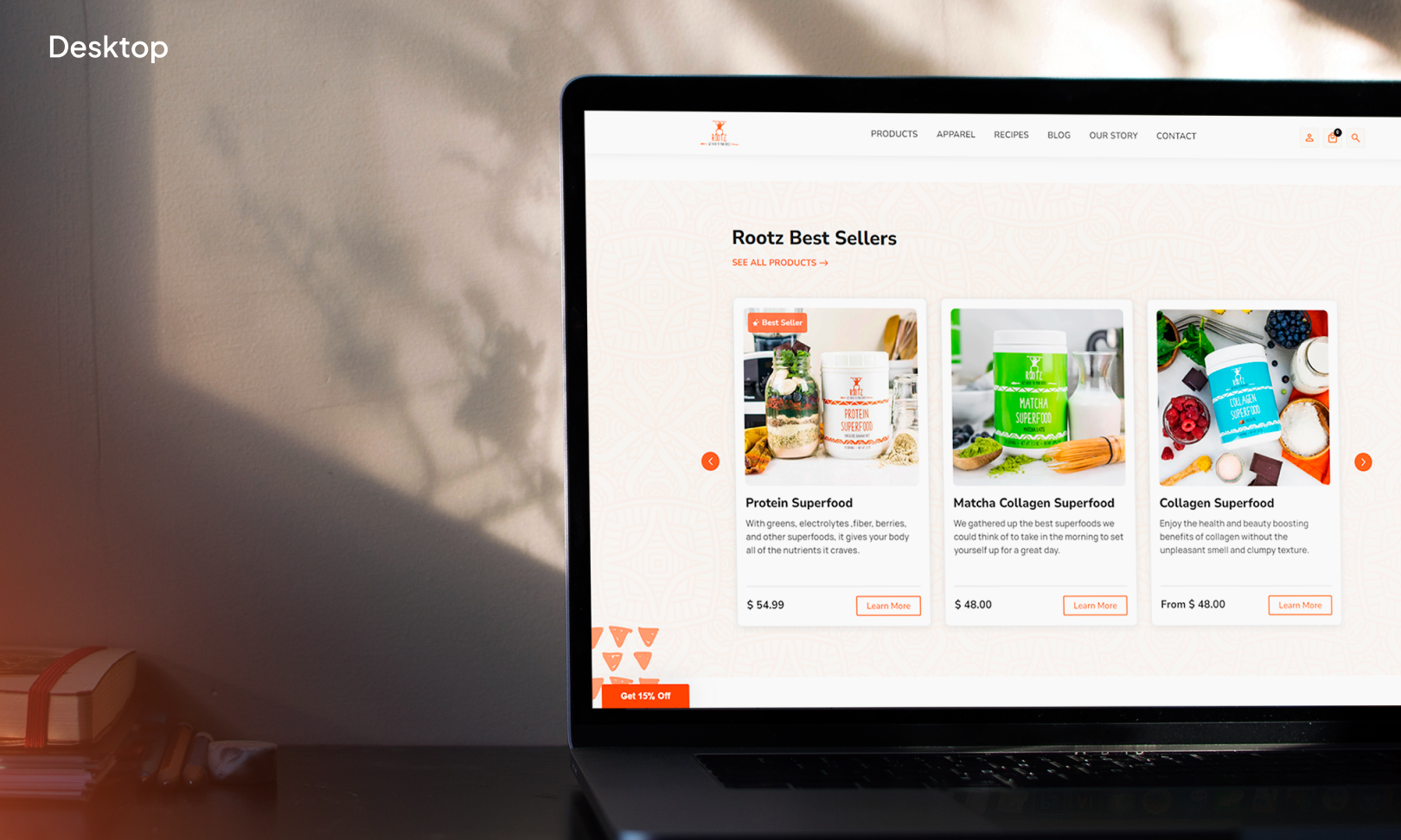 Rootz Nutrition website redesign with 45% more visitors and 35% higher conversions