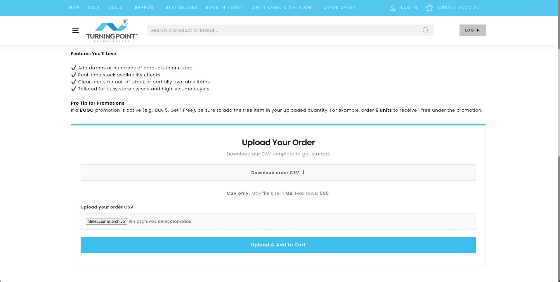 TPB Marketplace - Bulk Order System