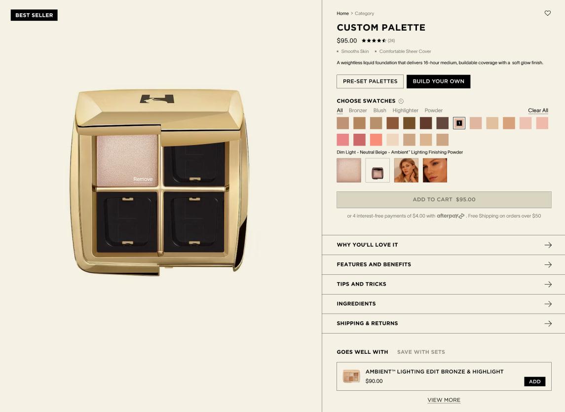 Hourglass Cosmetics - Custom Palette Experience on Shopify Plus