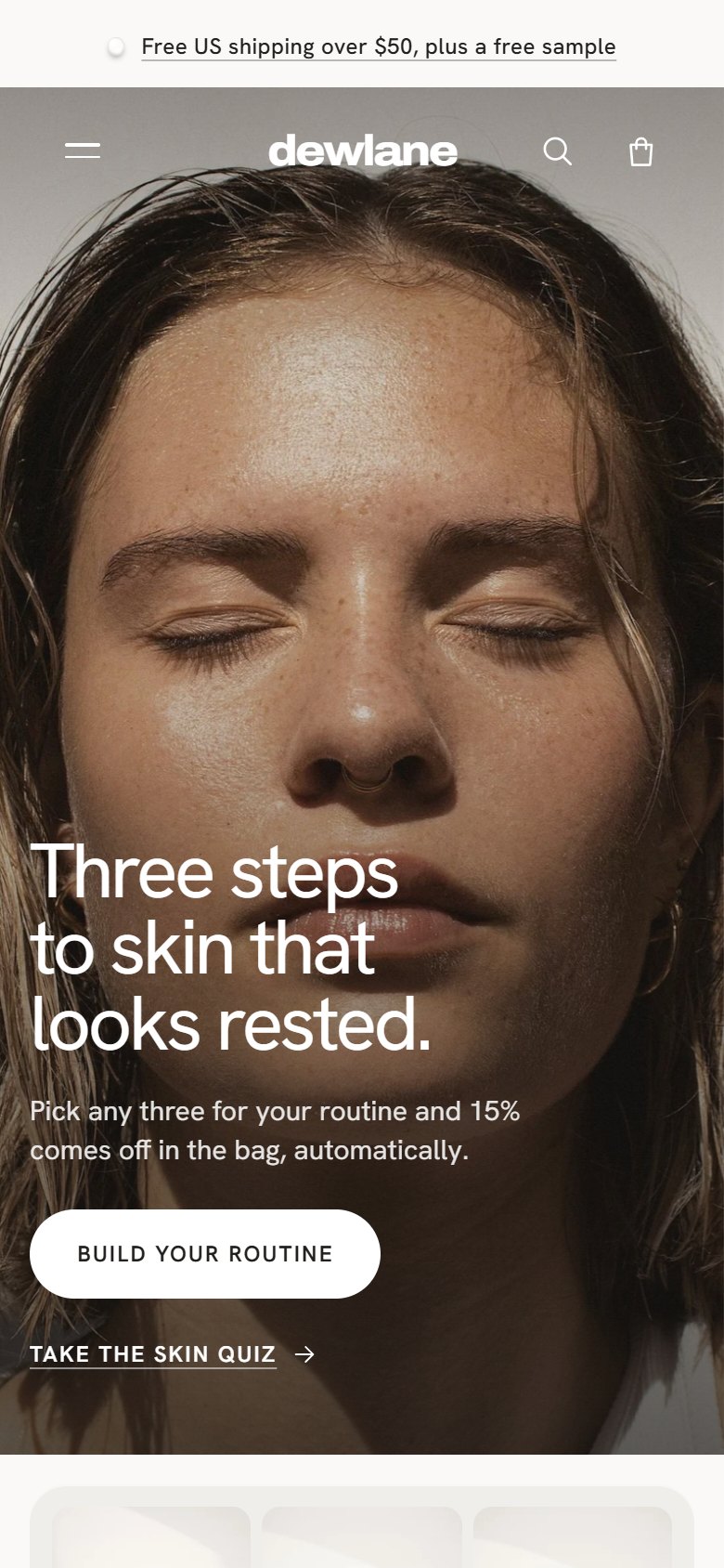 Dewlane: a skincare store that sells a three-product routine with 15% off (demo store)
