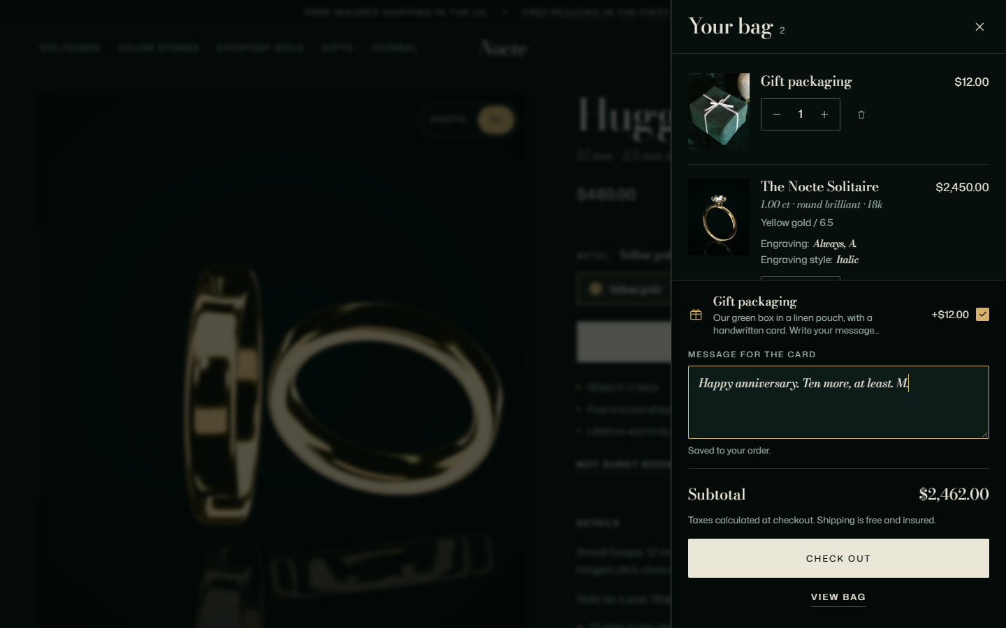 Nocte: a fine jewelry store where every piece is real 3D, built with three.js (demo store)