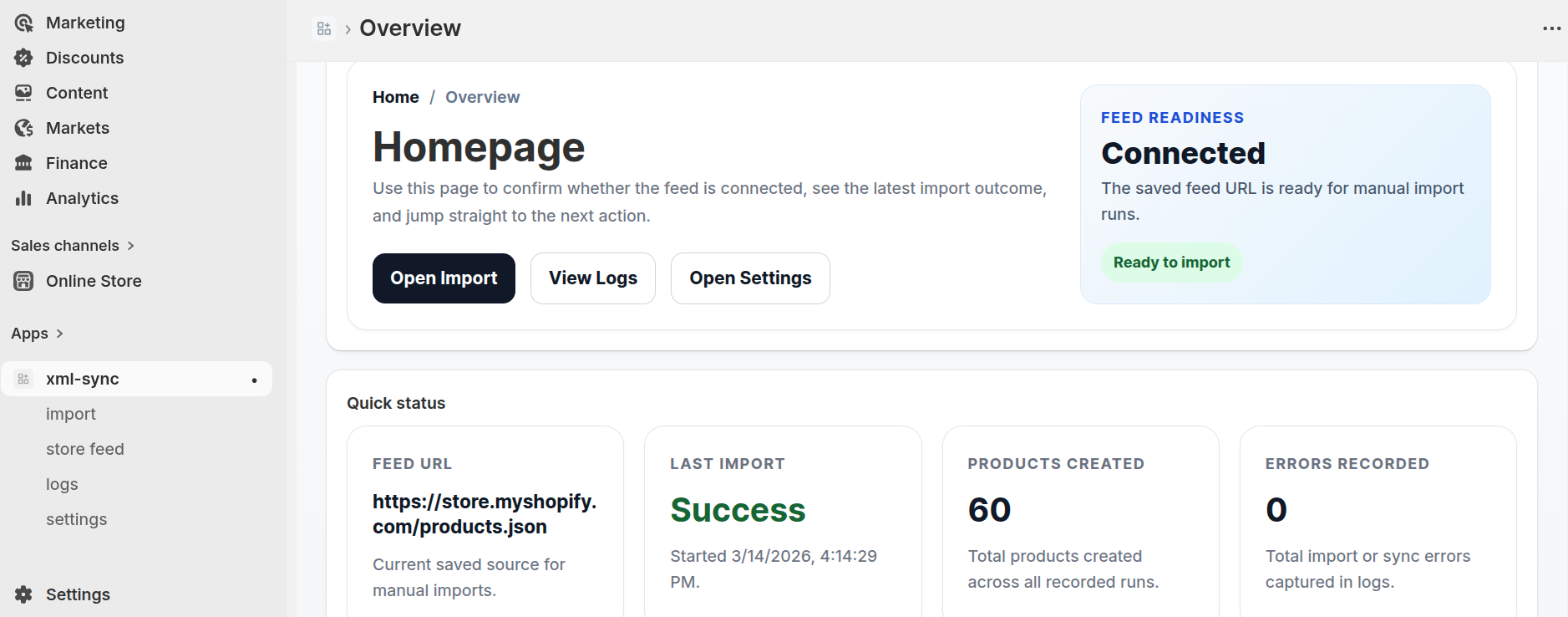 Custom XML/JSON Products Importer App