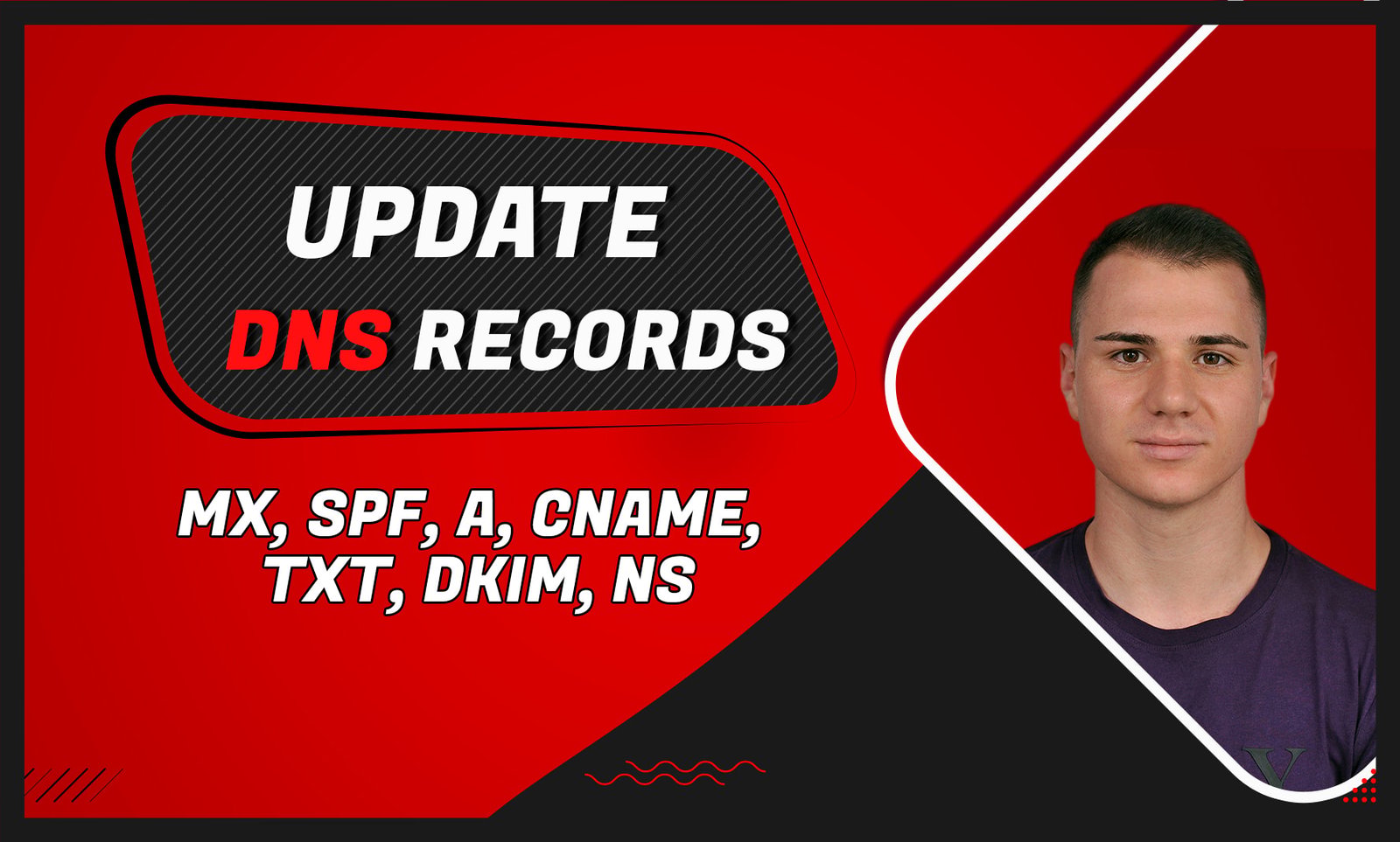 Update any dns a, cname, mx, txt, spf records and nameserver